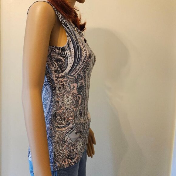 Tommy Hilfiger -Women`s Stretch Keyhole Sleeveless Summer Shirt Blouse XS - Picture 4 of 7